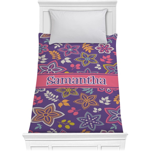Custom Simple Floral Comforter - Twin (Personalized)