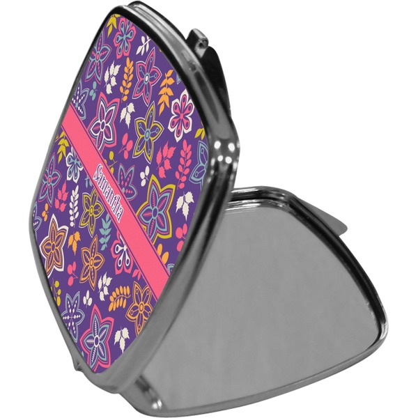 Simple Floral Compact Mirror (Side View)