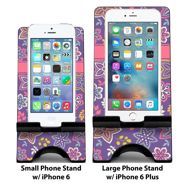 Simple Floral Compare Phone Stand Sizes - with iPhones