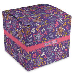Simple Floral Cube Favor Gift Boxes (Personalized)
