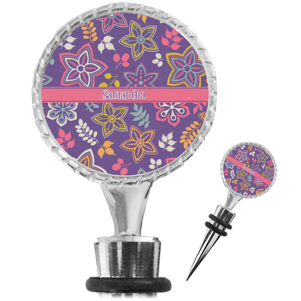 Custom Simple Floral Wine Bottle Stopper (Personalized)
