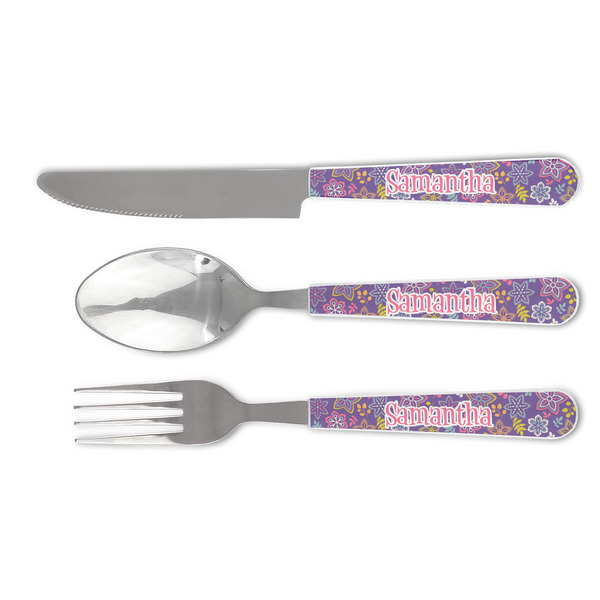 Custom Simple Floral Cutlery Set (Personalized)