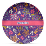 Simple Floral Microwave Safe Plastic Plate - Composite Polymer (Personalized)