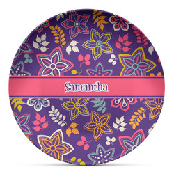 Simple Floral Microwave Safe Plastic Plate - Composite Polymer (Personalized)