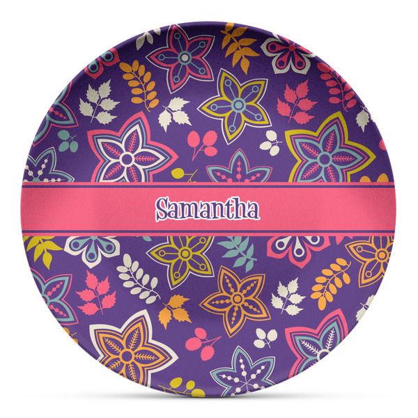 Custom Simple Floral Microwave Safe Plastic Plate - Composite Polymer (Personalized)