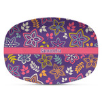 Simple Floral Plastic Platter - Microwave & Oven Safe Composite Polymer (Personalized)