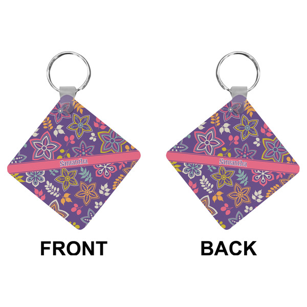 Simple Floral Diamond Keychain (Front + Back)