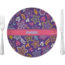 Simple Floral 10" Glass Lunch / Dinner Plates - Single or Set (Personalized)