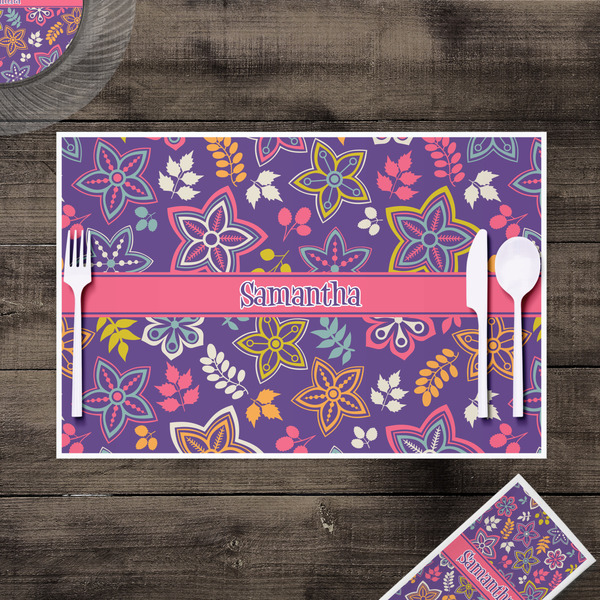 Simple Floral Disposable Paper Placemat - In Context