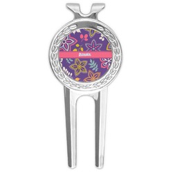 Simple Floral Golf Divot Tool & Ball Marker (Personalized)