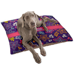 Simple Floral Dog Bed - Large w/ Name or Text
