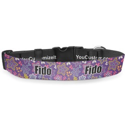 Simple Floral Deluxe Dog Collar - Large (13" to 21") (Personalized)