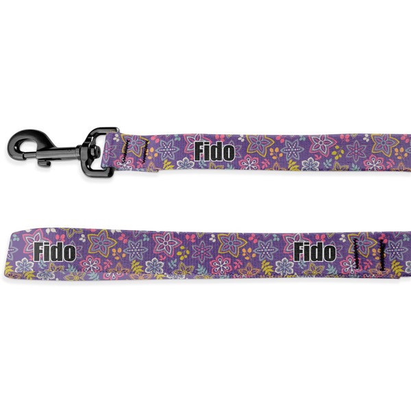 Custom Simple Floral Dog Leash - 6 ft (Personalized)