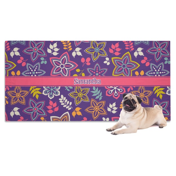 Custom Simple Floral Dog Towel (Personalized)