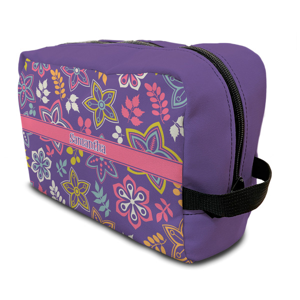 Custom Simple Floral Toiletry Bag / Dopp Kit (Personalized)
