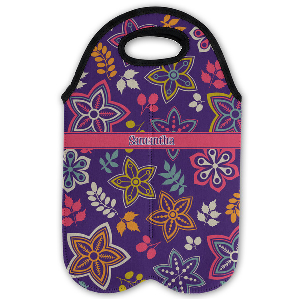 Simple Floral Double Wine Tote - Flat (new)