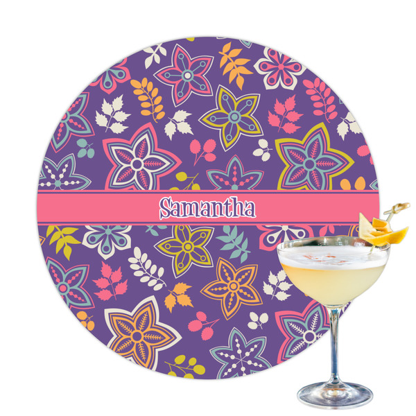 Custom Simple Floral Printed Drink Topper (Personalized)