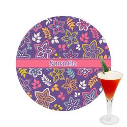 Simple Floral Printed Drink Topper -  2.5" (Personalized)