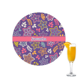 Simple Floral Printed Drink Topper - 2.15" (Personalized)