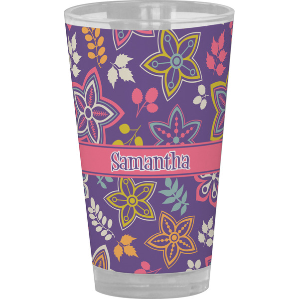 Custom Simple Floral Pint Glass - Full Color (Personalized)