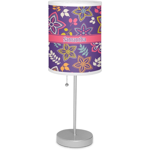 Custom Simple Floral 7" Drum Lamp with Shade (Personalized)