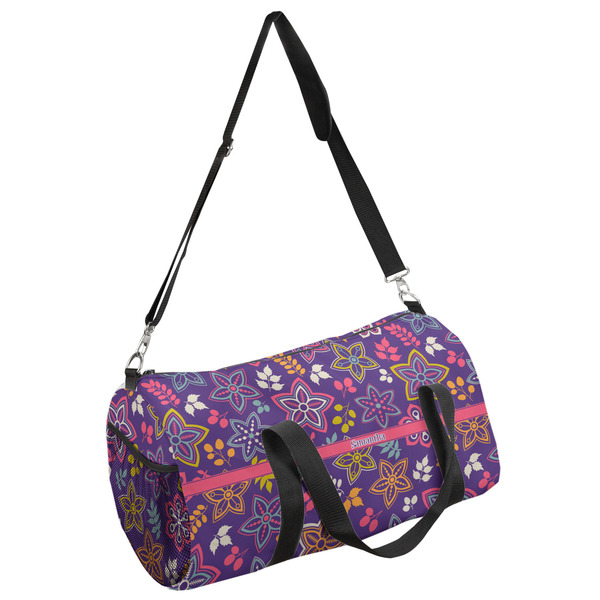 Custom Simple Floral Duffel Bag - Large (Personalized)