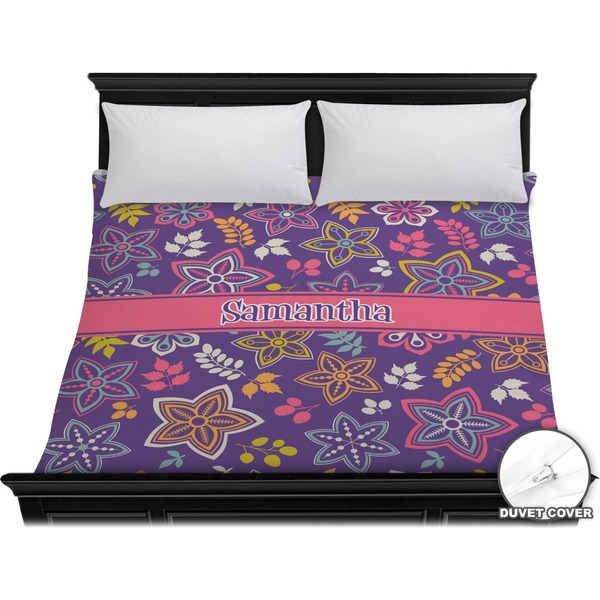 Custom Simple Floral Duvet Cover - King (Personalized)