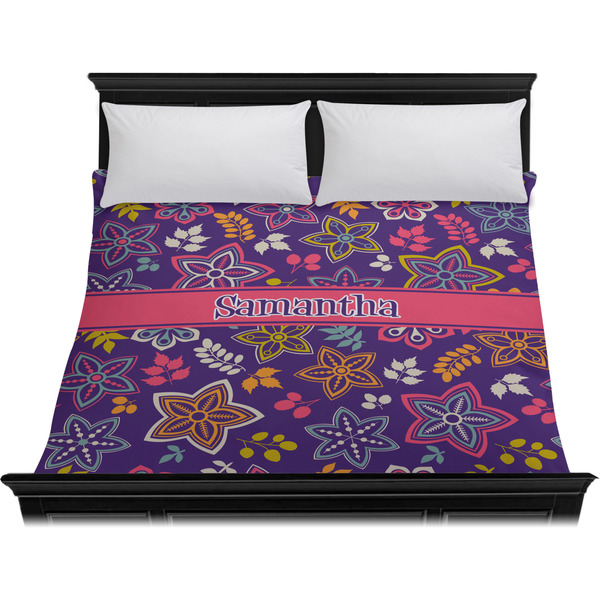 Simple Floral Duvet Cover - King - On Bed - No Prop
