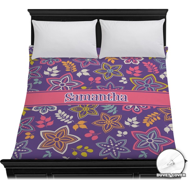 Custom Simple Floral Duvet Cover - Full / Queen (Personalized)