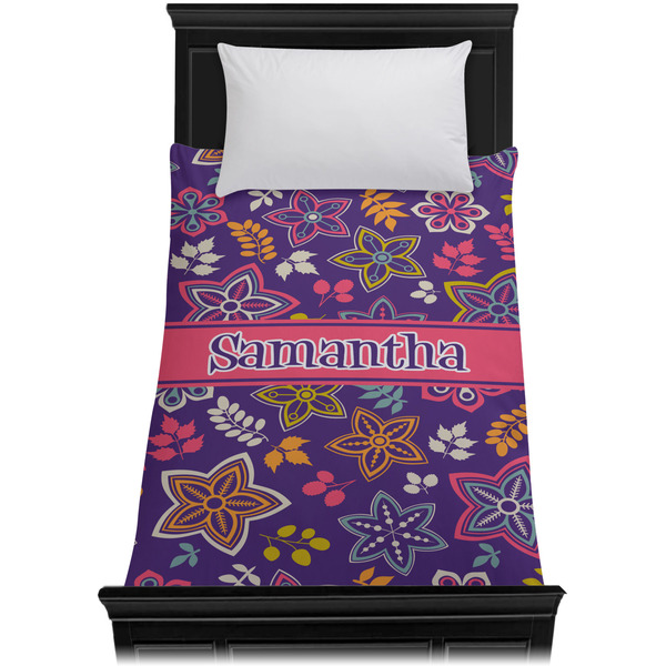 Simple Floral Duvet Cover - Twin - On Bed - No Prop