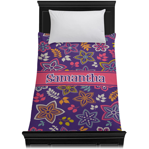 Simple Floral Duvet Cover - Twin XL - On Bed - No Prop