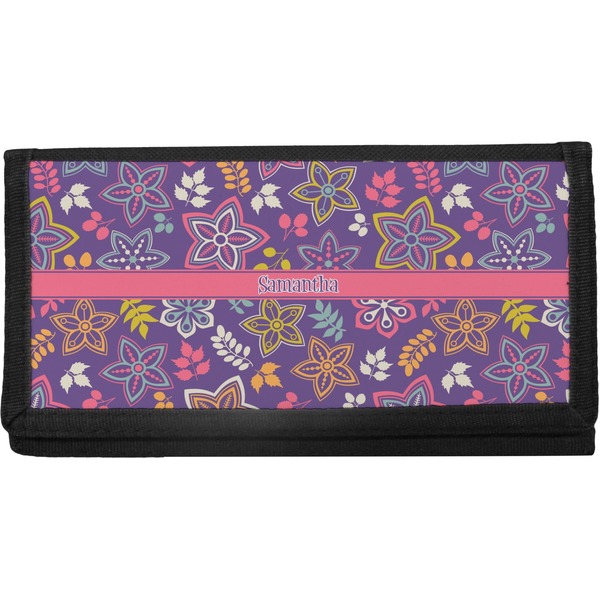 Custom Simple Floral Canvas Checkbook Cover (Personalized)