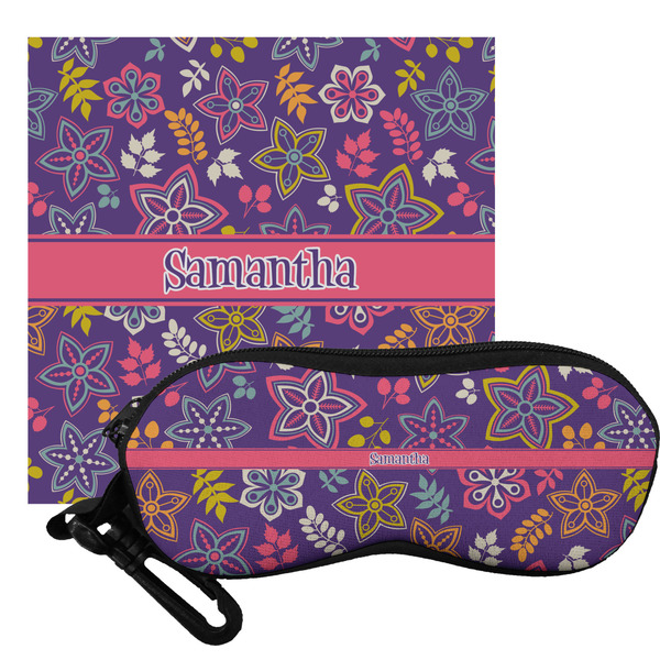 Custom Simple Floral Eyeglass Case & Cloth (Personalized)