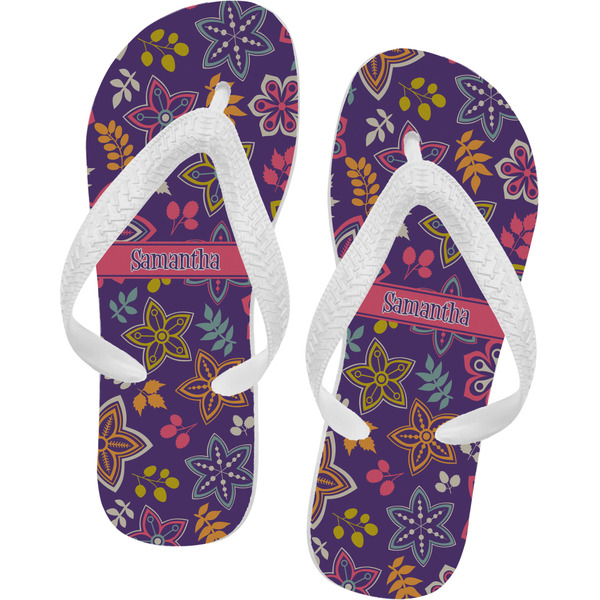 Custom Simple Floral Flip Flops - Small (Personalized)