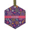 Simple Floral Flat Glass Ornament - Hexagon w/ Name or Text
