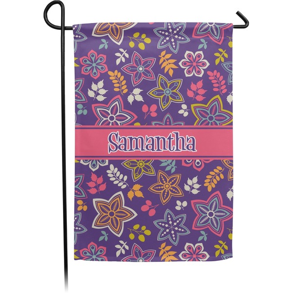 Custom Simple Floral Small Garden Flag - Double Sided w/ Name or Text