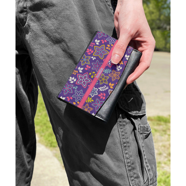 Simple Floral Genuine Leather Womens Wallet - In Context