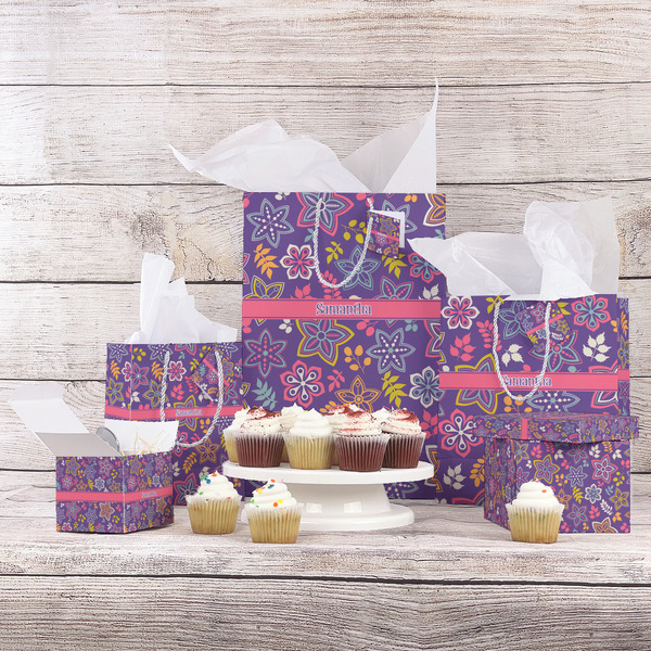 Simple Floral Gift Bags - In Context