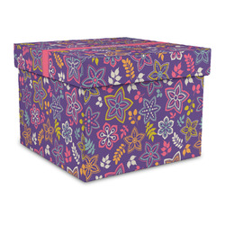 Simple Floral Gift Box with Lid - Canvas Wrapped - Large (Personalized)