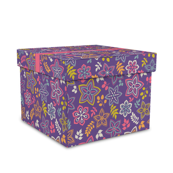 Custom Simple Floral Gift Box with Lid - Canvas Wrapped - Medium (Personalized)