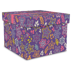 Simple Floral Gift Box with Lid - Canvas Wrapped - XX-Large (Personalized)