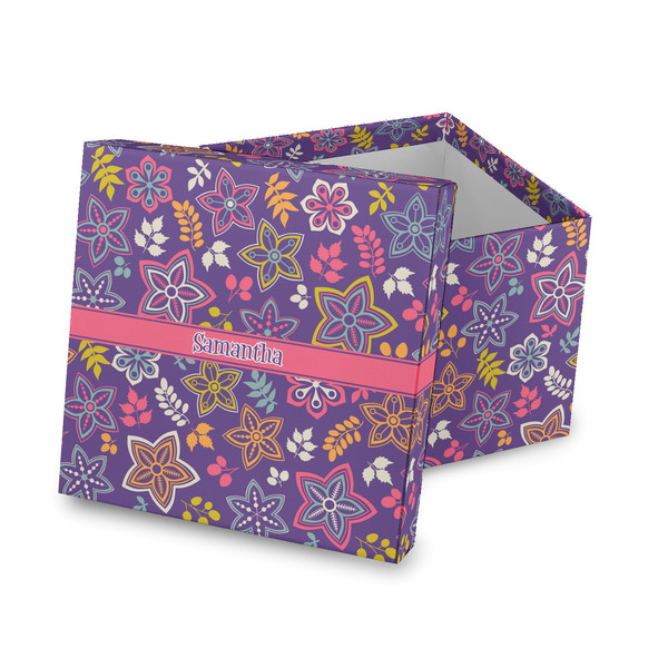 Custom Simple Floral Gift Box with Lid - Canvas Wrapped (Personalized)