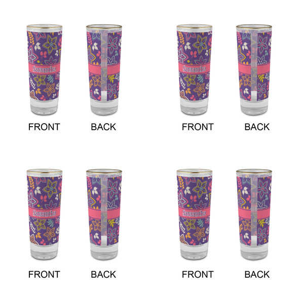 Simple Floral Glass Shot Glass - 2 oz - Set of 4 - APPROVAL