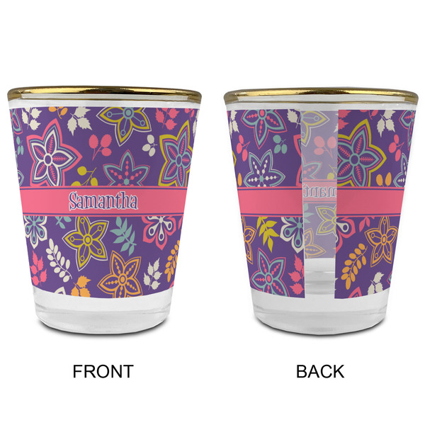 Simple Floral Glass Shot Glass - with gold rim - APPROVAL