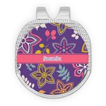 Simple Floral Golf Ball Marker - Hat Clip - Silver