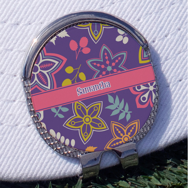 Custom Simple Floral Golf Ball Marker - Hat Clip