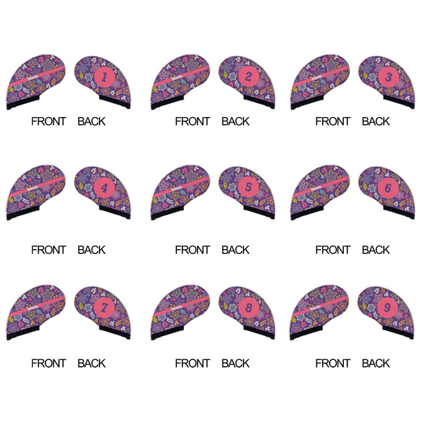 Simple Floral Golf Club Covers - APPROVAL (set of 9)