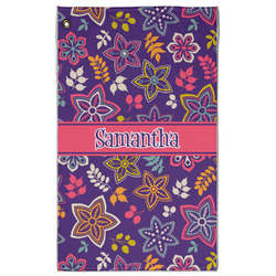 Simple Floral Golf Towel - Poly-Cotton Blend - Large w/ Name or Text