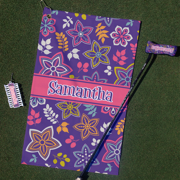 Custom Simple Floral Golf Towel Gift Set (Personalized)