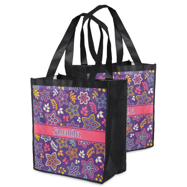 Simple Floral Grocery Bag - MAIN
